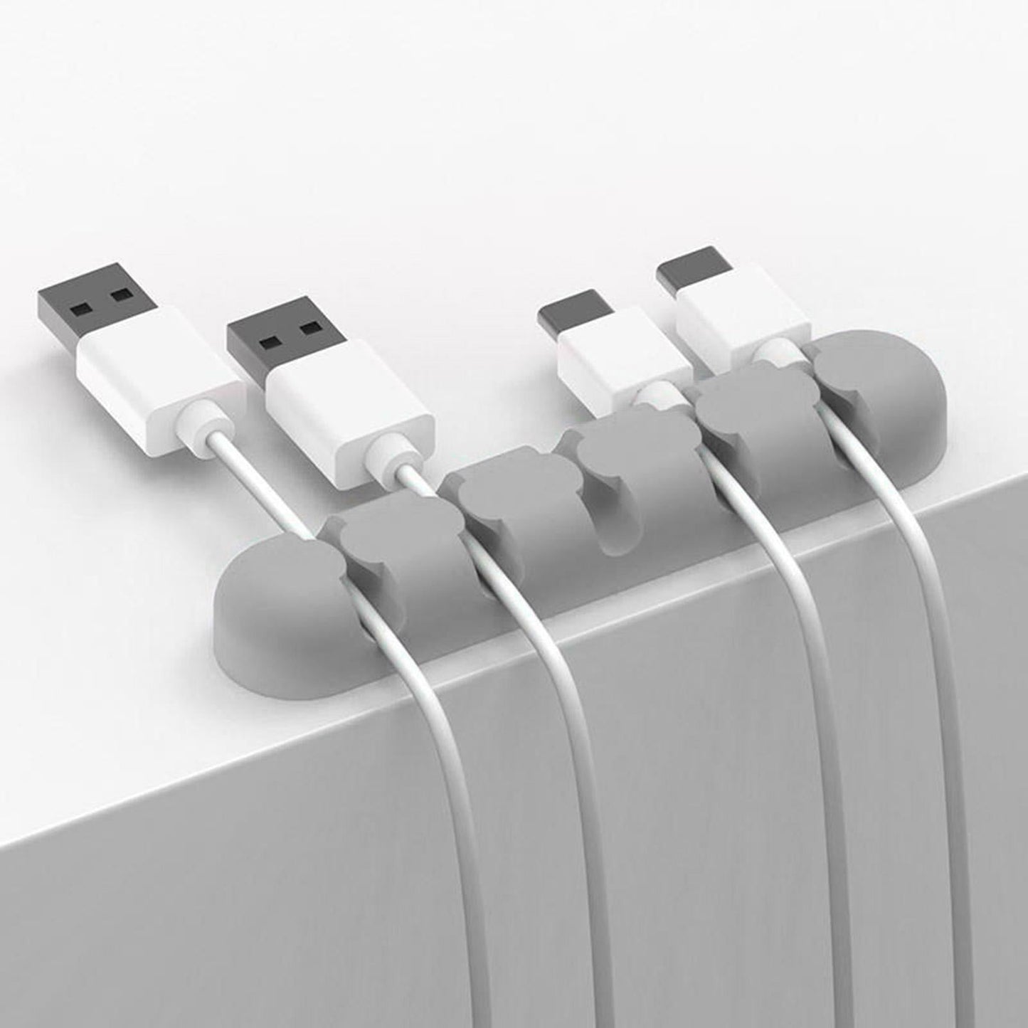 Silicone Adhesive Charging Cable Management Clips Holder Organizer Gray