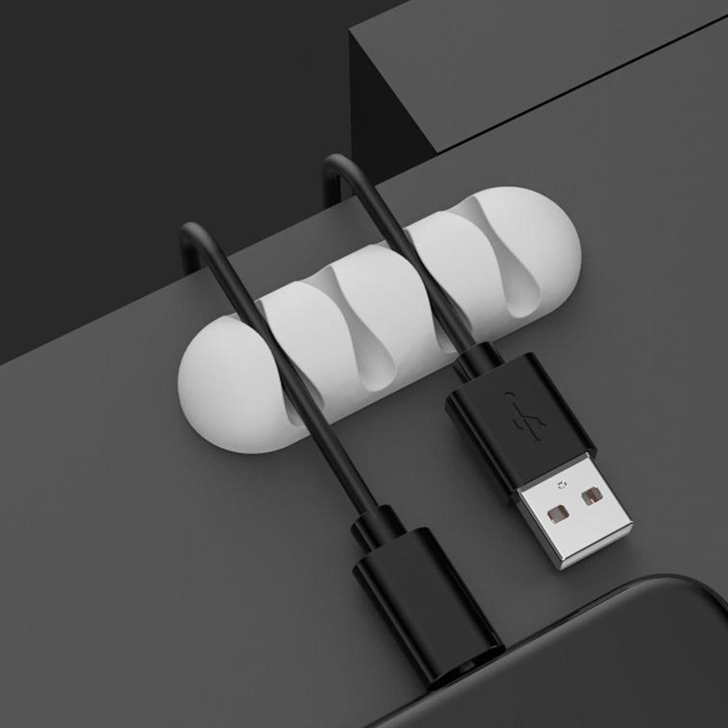 Cable Clips Multipurpose Cord Holder Earphone Wire Organizer White 4 Slots