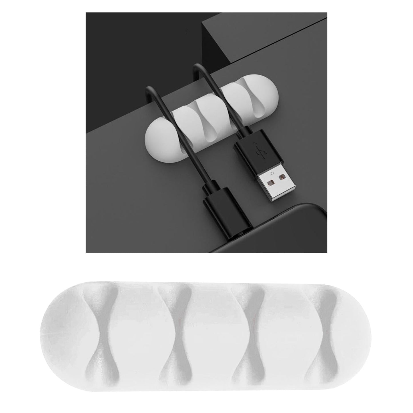Cable Clips Multipurpose Cord Holder Earphone Wire Organizer White 4 Slots