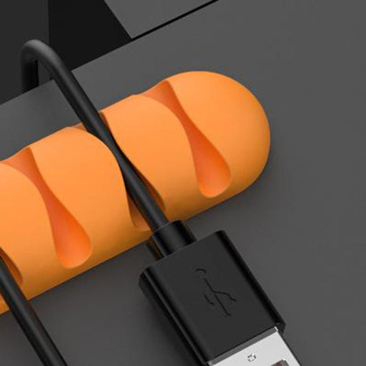 Cable Clips Multipurpose Cord Holder Earphone Wire Organizer Orange 4 Slots