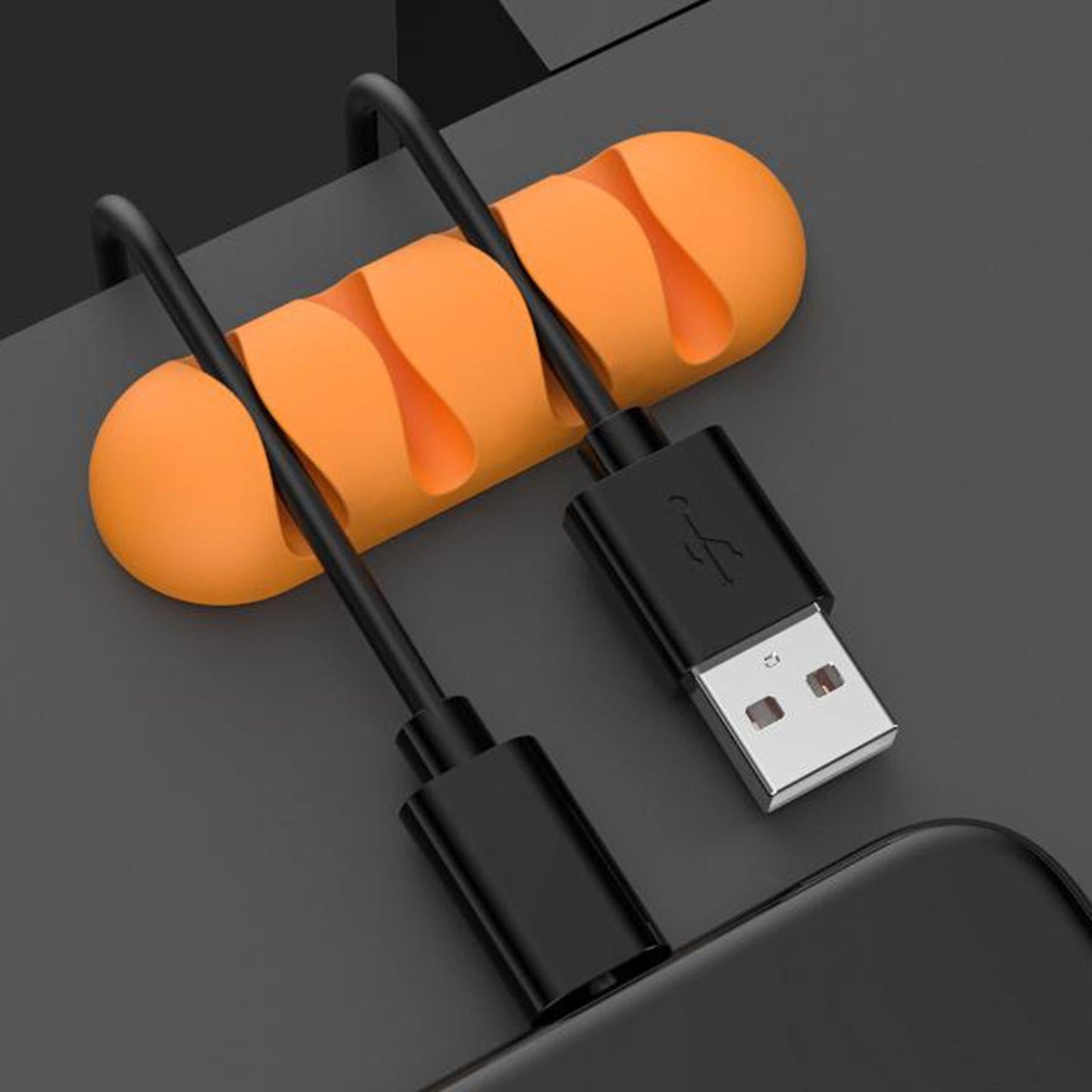 Cable Clips Multipurpose Cord Holder Earphone Wire Organizer Orange 4 Slots