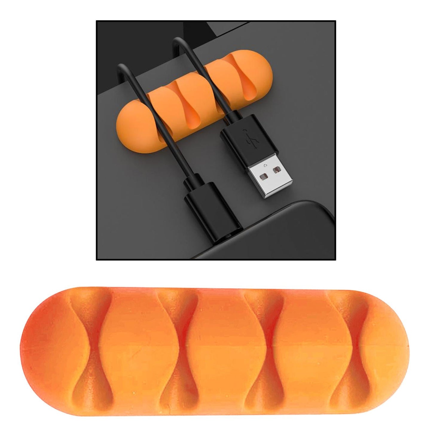Cable Clips Multipurpose Cord Holder Earphone Wire Organizer Orange 4 Slots