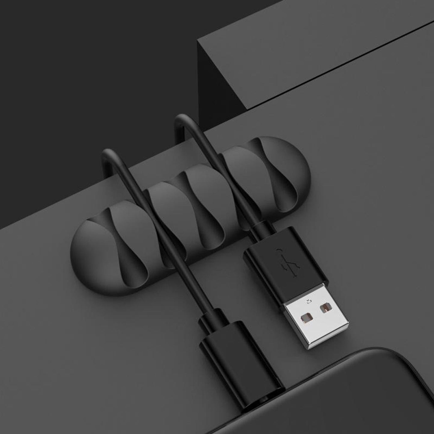 Cable Clips Multipurpose Cord Holder Earphone Wire Organizer Black 5 Slots