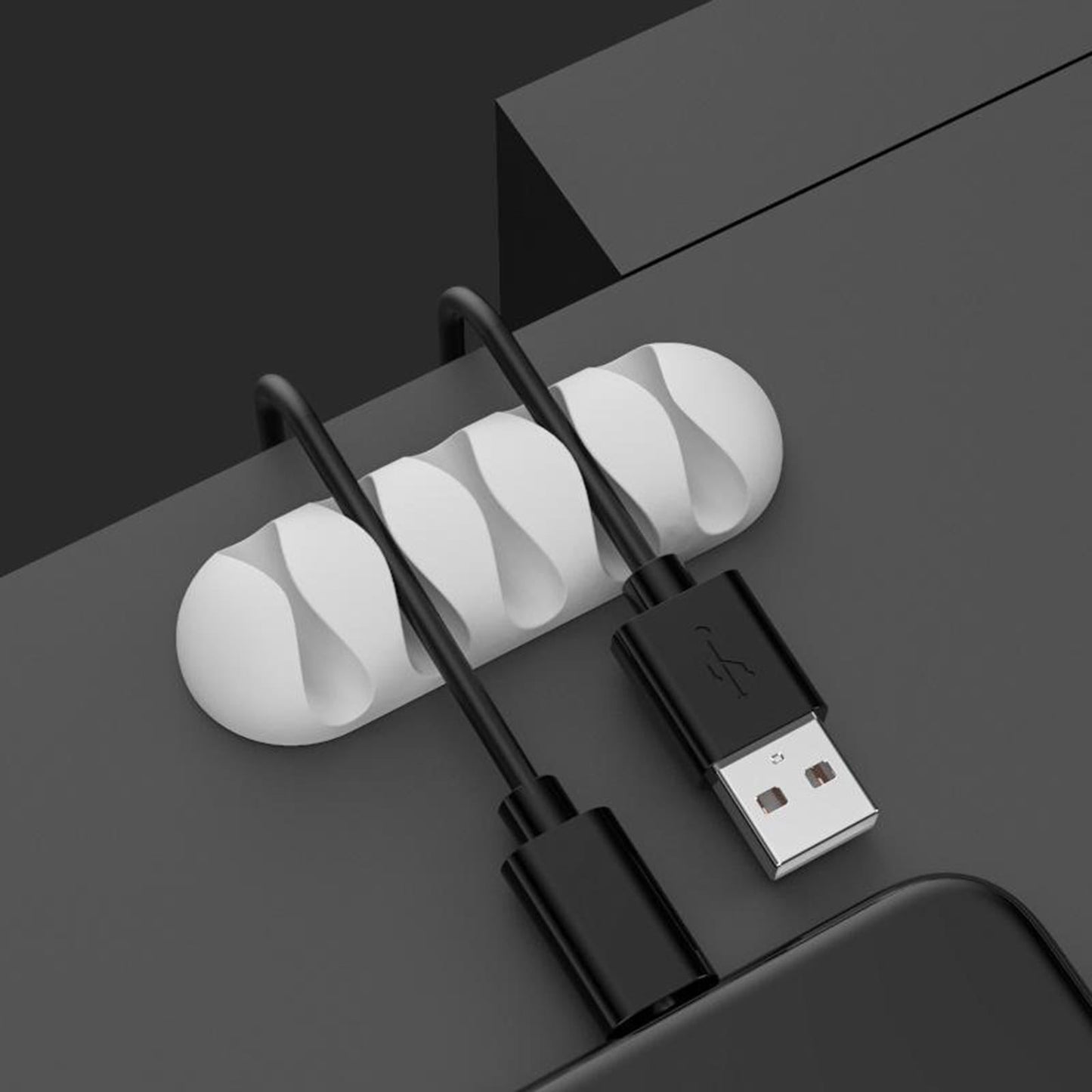 Cable Clips Multipurpose Cord Holder Earphone Wire Organizer White 5 Slots