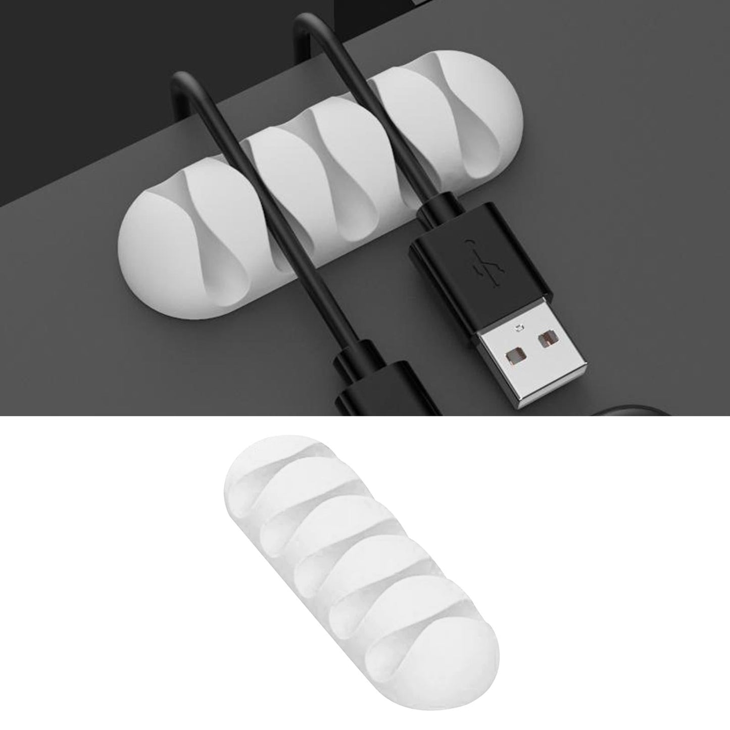 Cable Clips Multipurpose Cord Holder Earphone Wire Organizer White 5 Slots