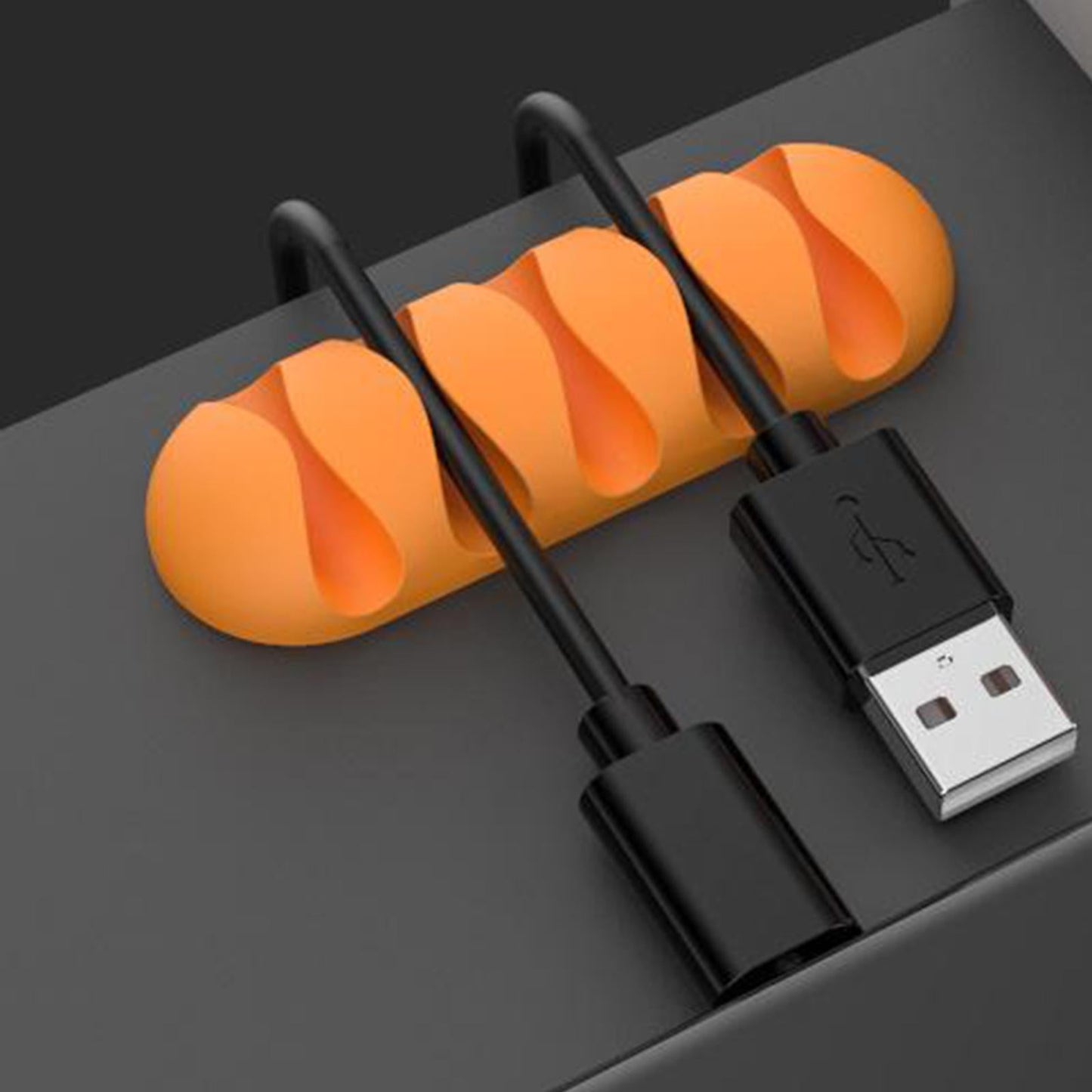 Cable Clips Multipurpose Cord Holder Earphone Wire Organizer Orange 5 Slots