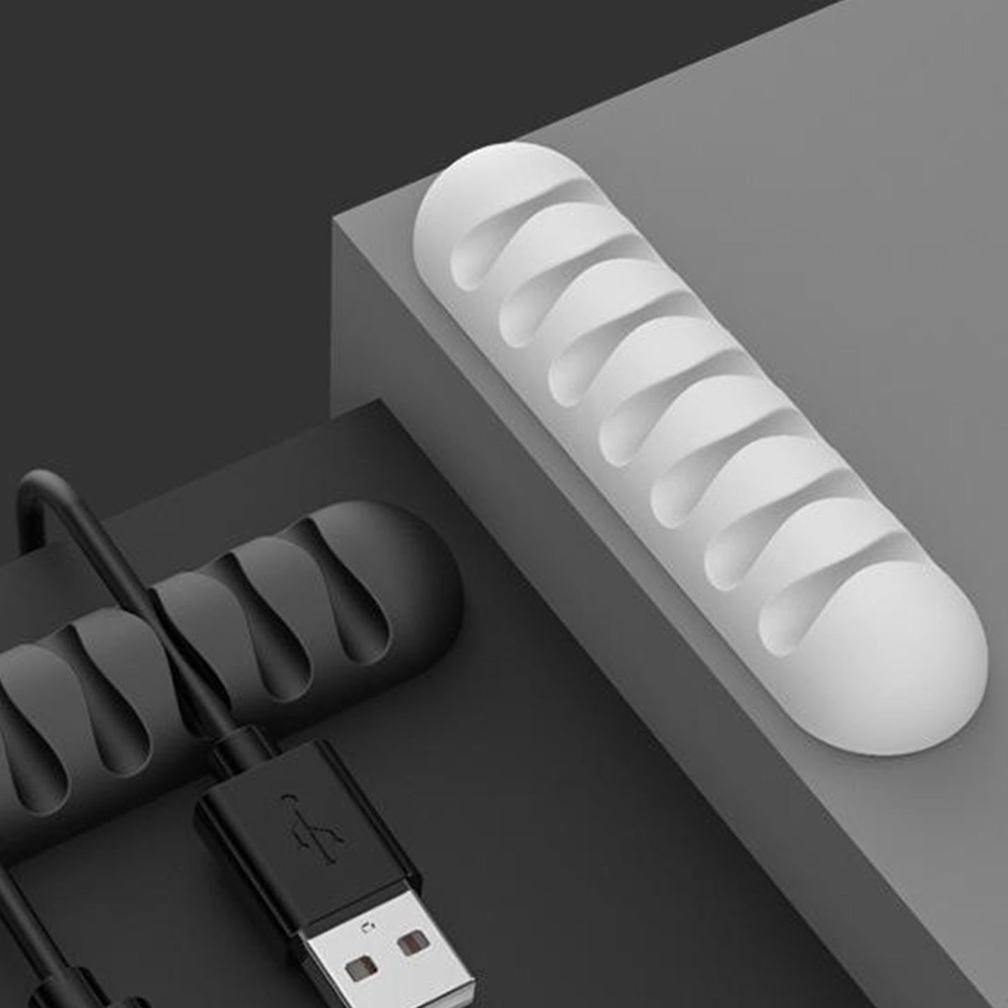 Cable Clips Multipurpose Cord Holder Earphone Wire Organizer White 7 Slots