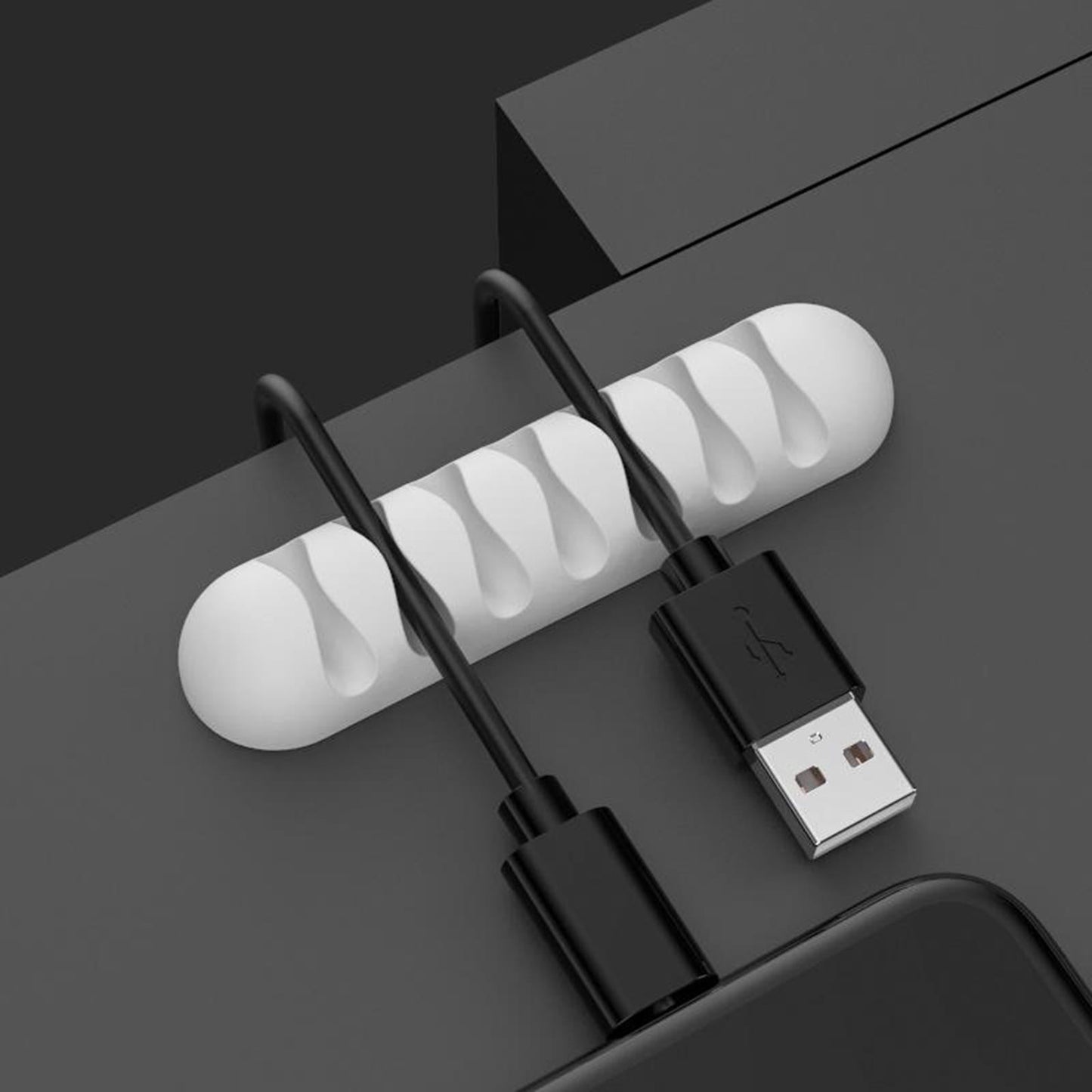 Cable Clips Multipurpose Cord Holder Earphone Wire Organizer White 7 Slots