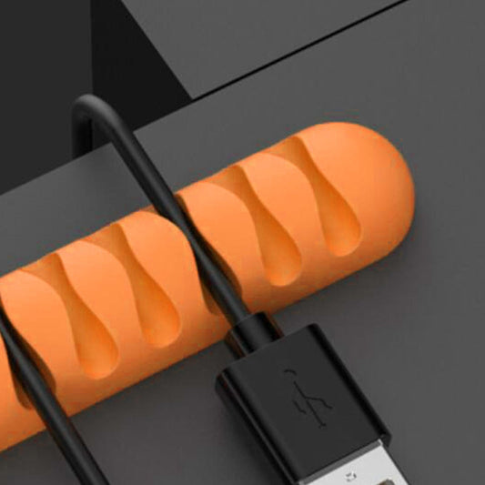 Cable Clips Multipurpose Cord Holder Earphone Wire Organizer Orange 7 Slots