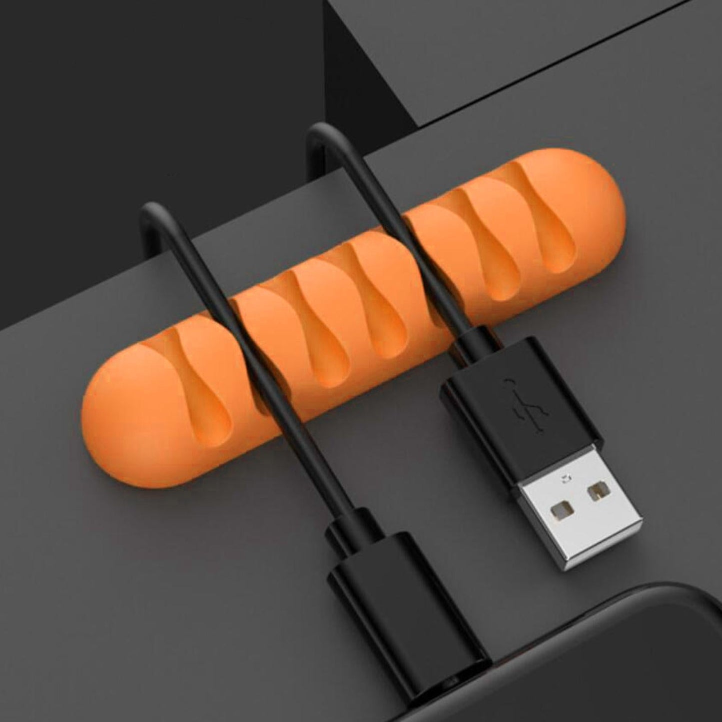 Cable Clips Multipurpose Cord Holder Earphone Wire Organizer Orange 7 Slots