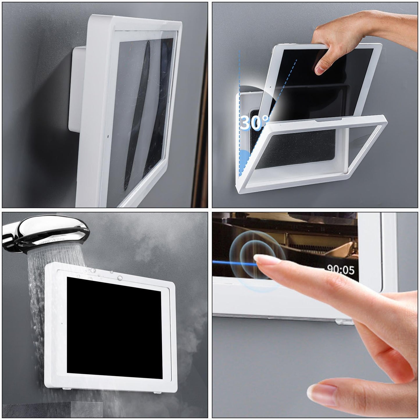 Waterproof Phone Case Wall Mounted Shower Phone Holder Black Rotate