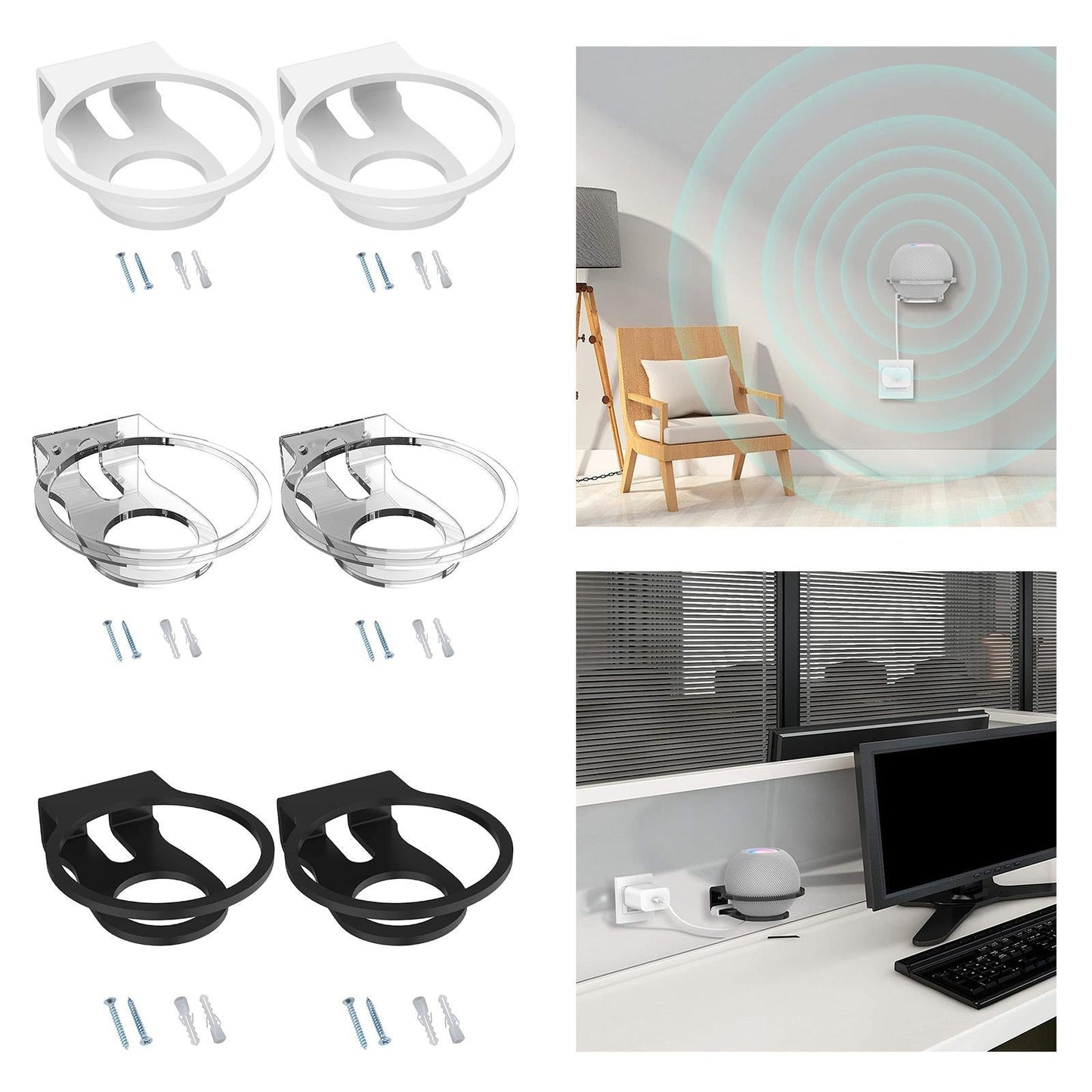 Acrylic Office Speaker Wall Mount Stand Holder for Wall Hanging Wall Stand clear