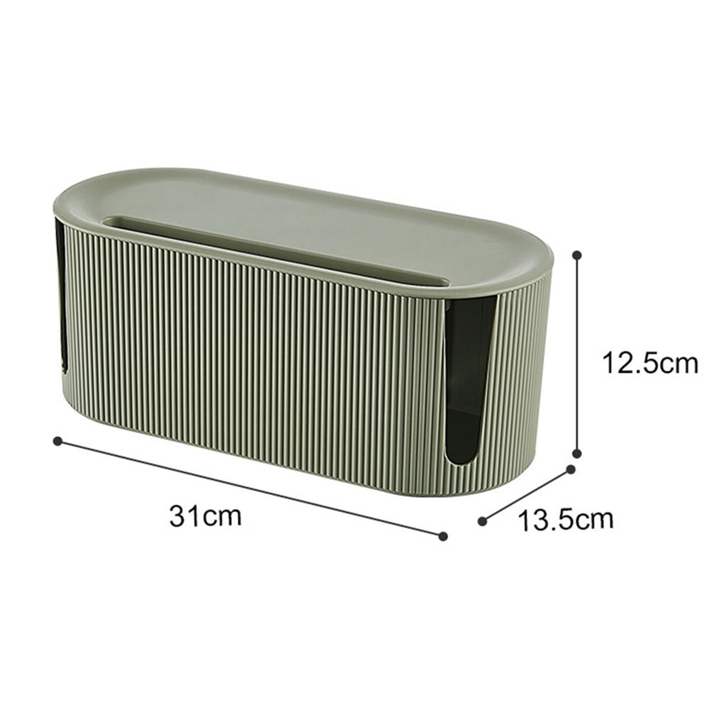 Cable Management Box Safety Dustproof with Cover for Plug Socket Desktop green