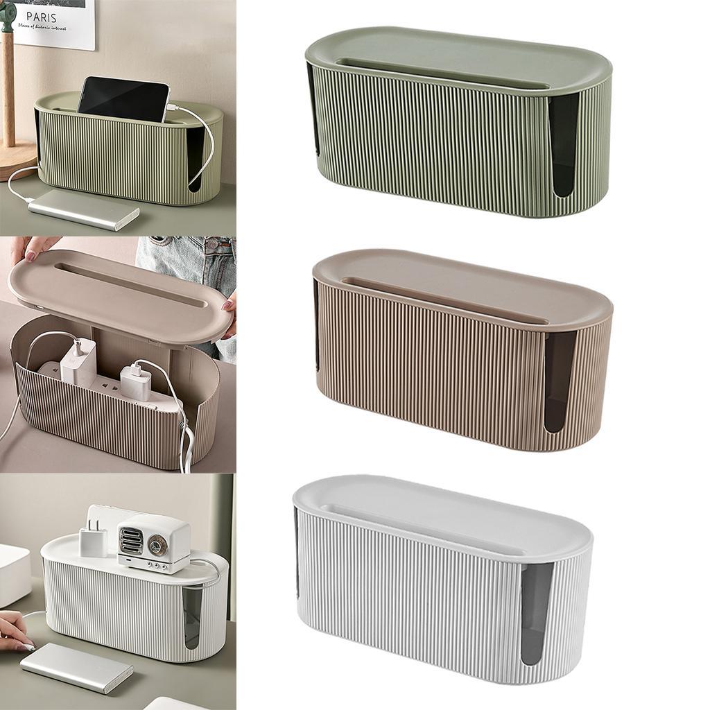 Cable Management Box Safety Dustproof with Cover for Plug Socket Desktop green