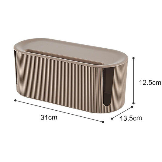 Cable Management Box Safety Dustproof with Cover for Plug Socket Desktop brown
