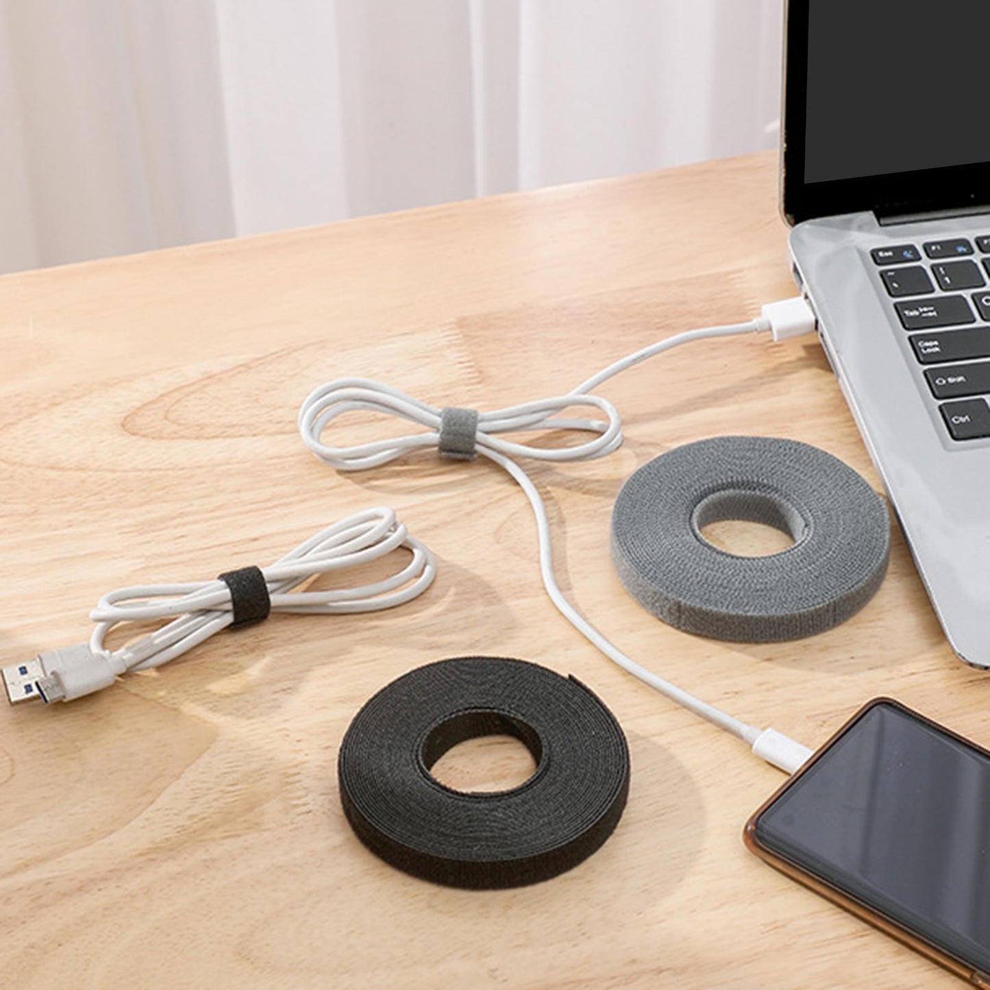 2x Multipurpose Cable Organizer Freely Tailor for Earphone Curtain Black