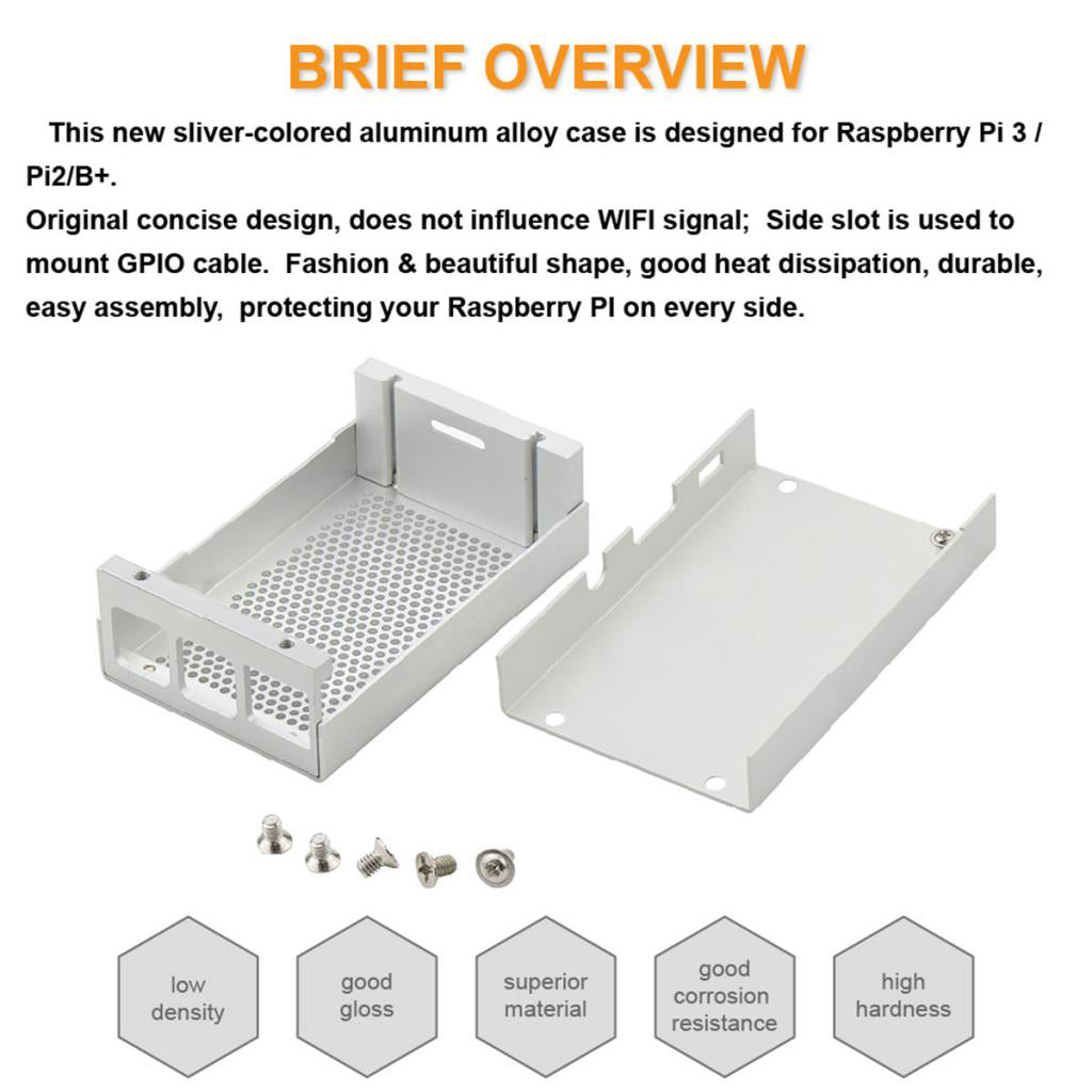 Raspberry Pi 3 Case Aluminum Protective Box Metal Enclosure for Pi 3, 2, B+