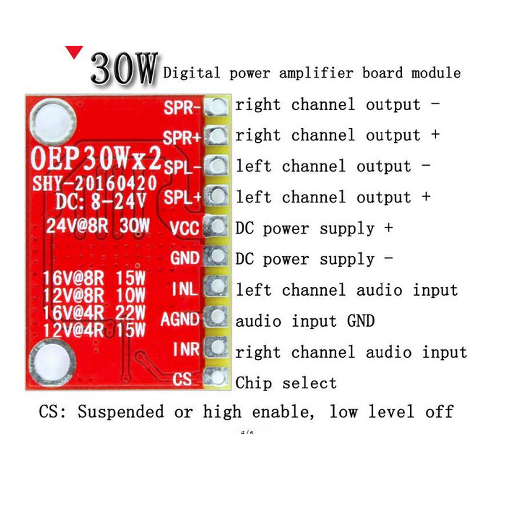 OEP30Wx2 Mini Dual Channel Audio Digital Power Amplifier Board Module Class D Red 25 x 18 x 2.5mm