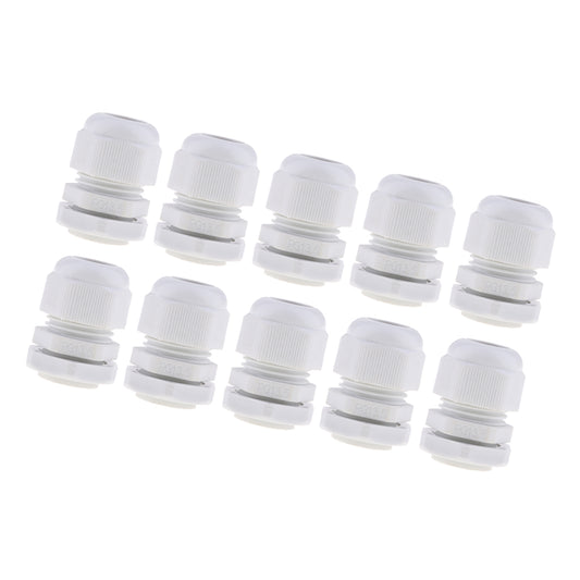 10Pcs Waterproof IP68 Nylon Cable Gland Joints White Cord Connector PG 13.5