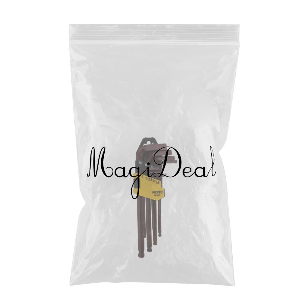 9Pcs Metric Ball End Allen Key Hex Wrench 1.5, 2, 2.5, 3, 4, 5, 6, 8, 10mm