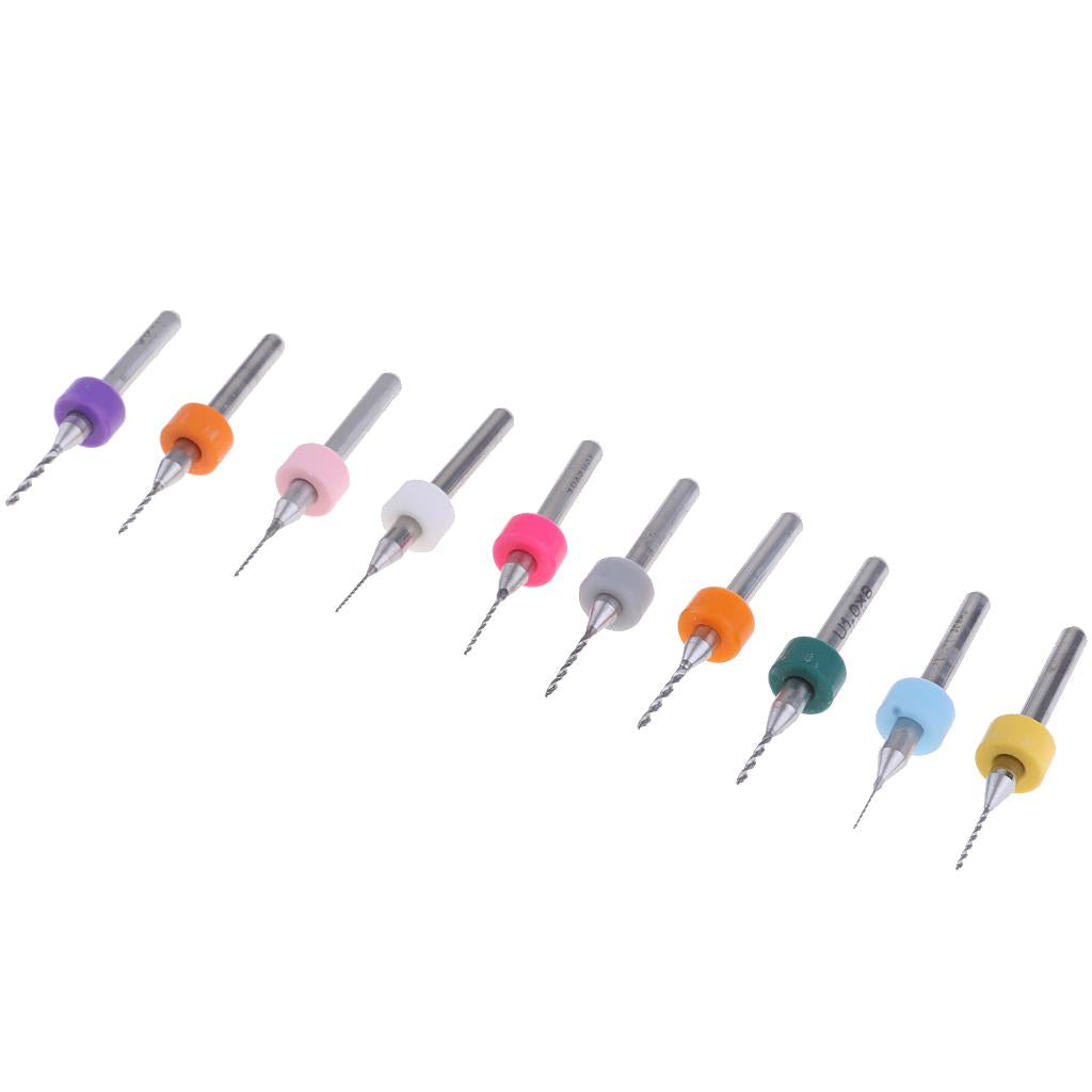 10Pc PCB CNC Print Circuit Board Carbide Micro Drill Bits Set 0.3-1.2mm DC01