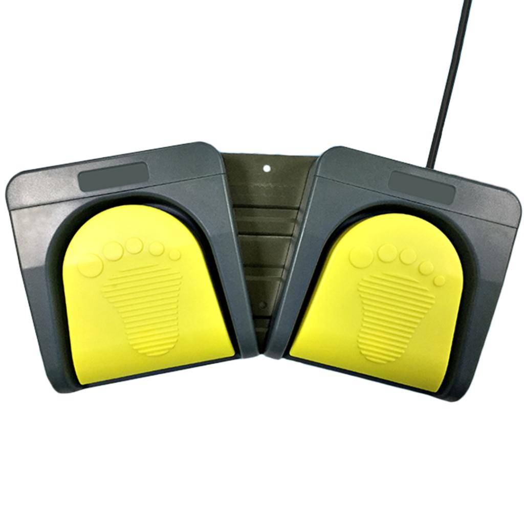 PC USB Double 2 Foot Control Pedal Game Multimedia Yellow pedal + gray base