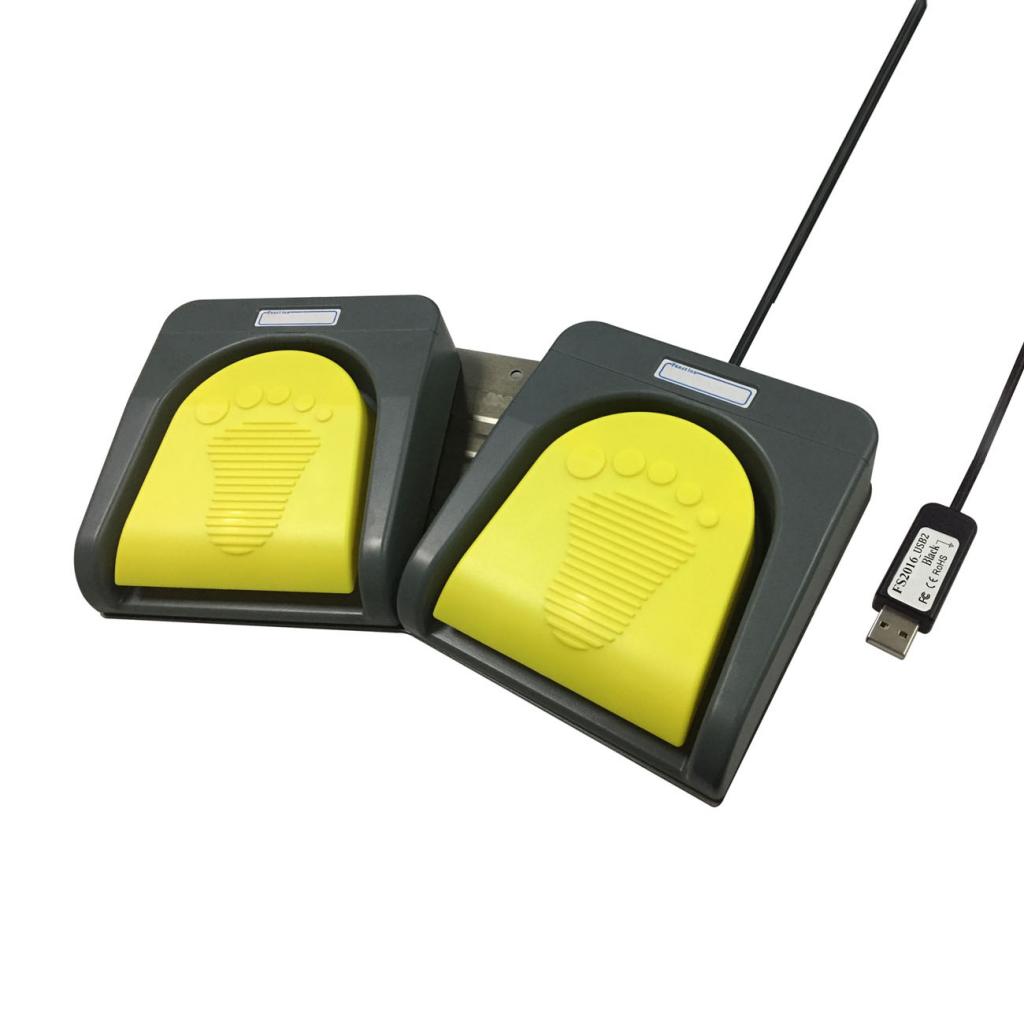 PC USB Double 2 Foot Control Pedal Game Multimedia Yellow pedal + gray base