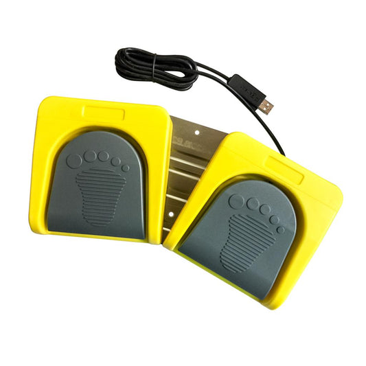 PC USB Double 2 Foot Control Pedal Game Multimedia Gray pedal + yellow base