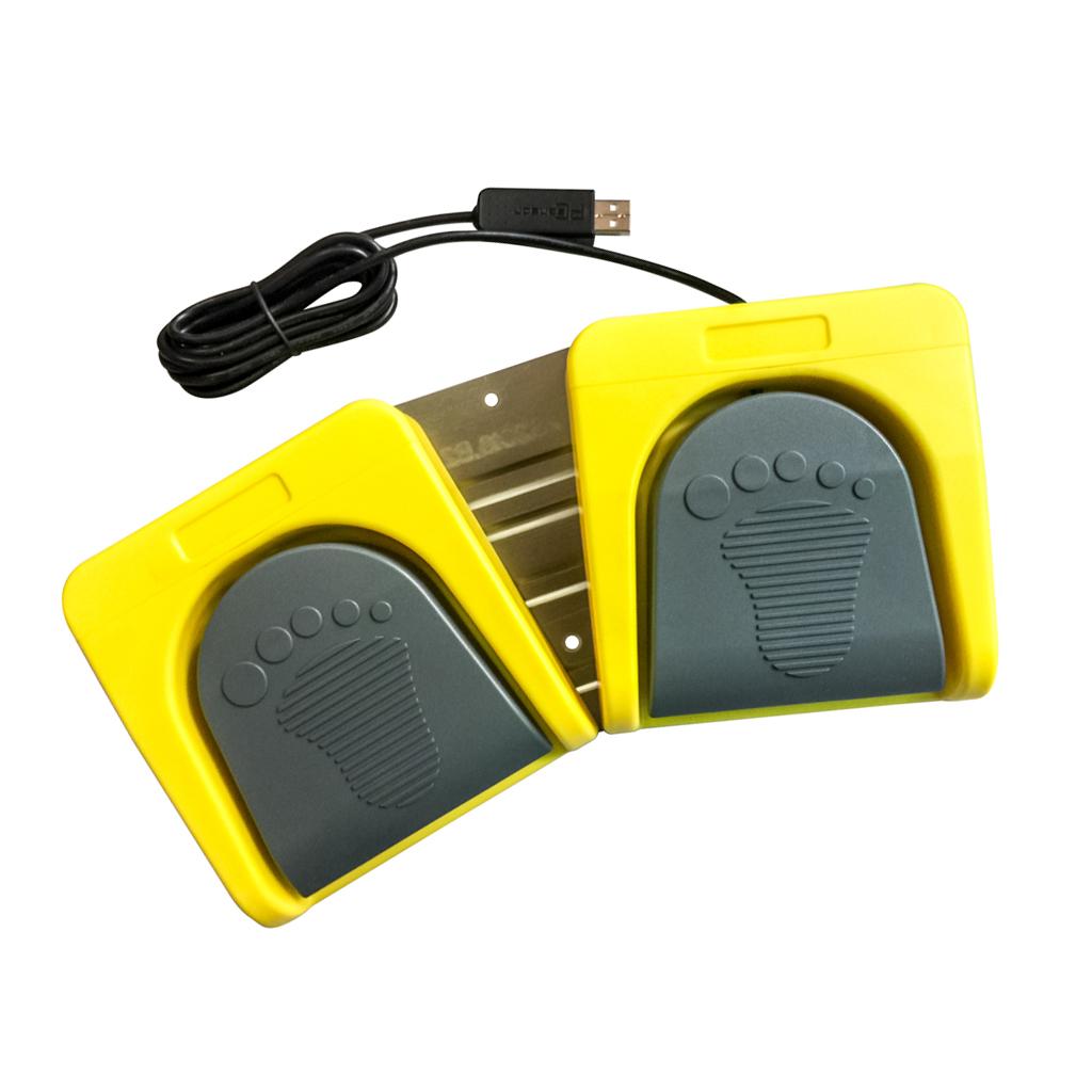 PC USB Double 2 Foot Control Pedal Game Multimedia Gray pedal + yellow base