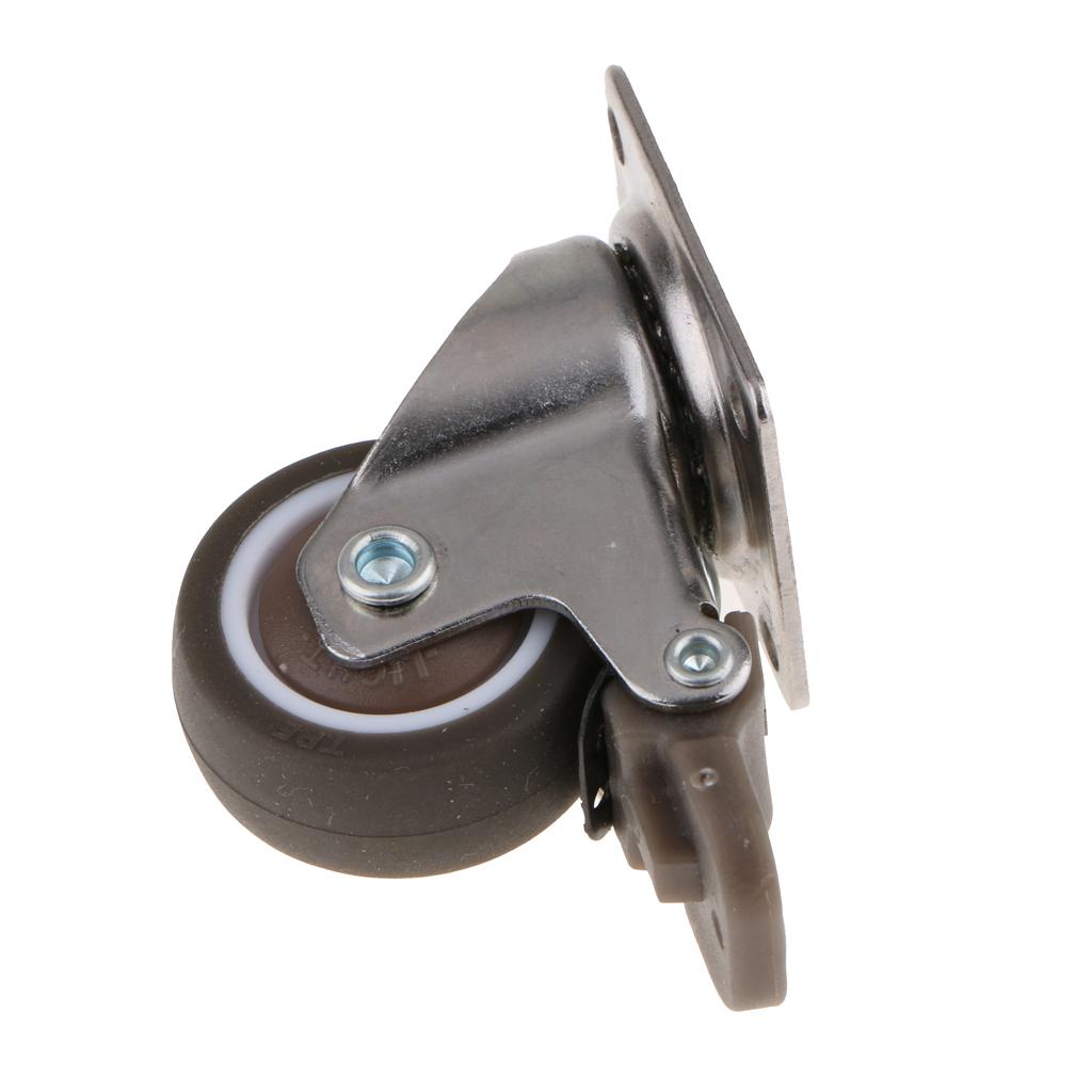 Heavy Duty Swivel Bearing Caster Wheels Rubber Base with Top Plate 1.25 Inch