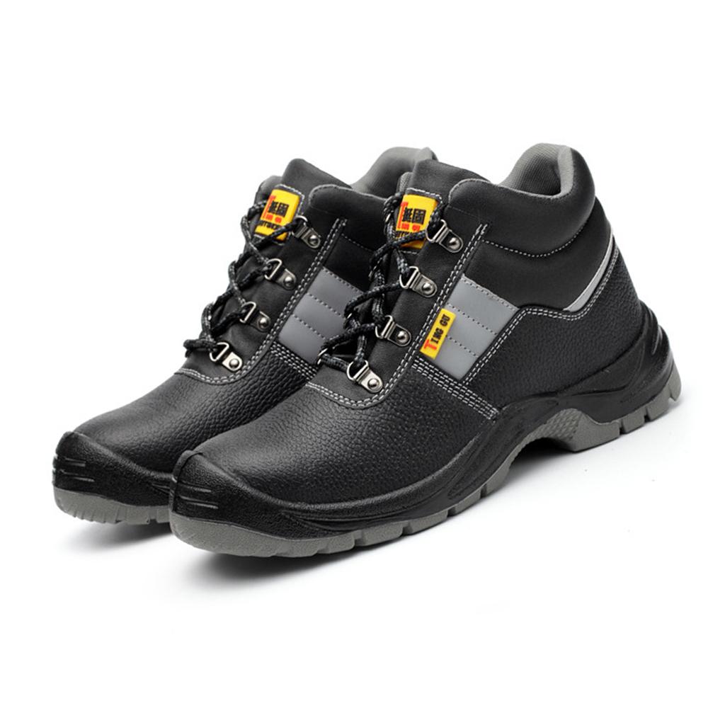 Steel Plate Toe High Side Cowhide Oil and Alkali Resistant Safety Shoes NEW