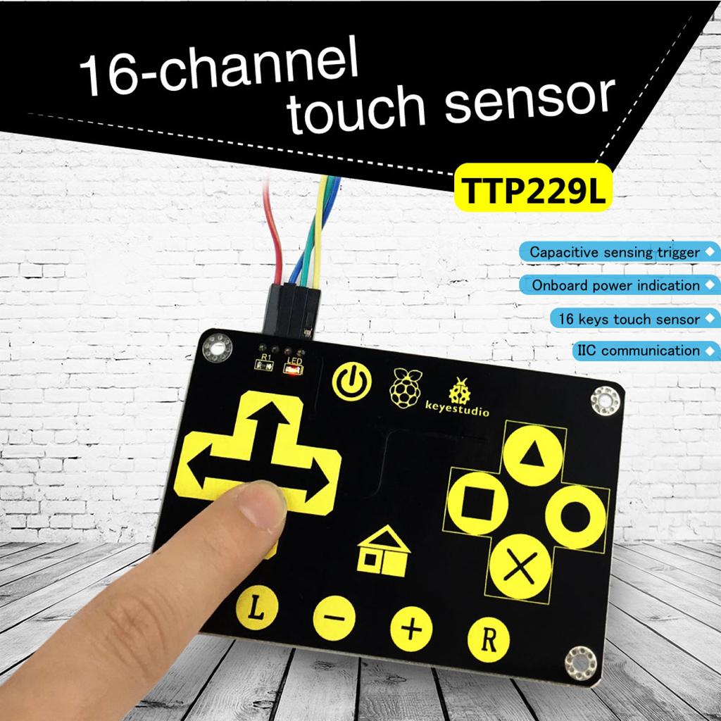 KEYESTUDIO RPI 16-key Touch Keypad TTP229L Capacitive for Raspberry Pi 3