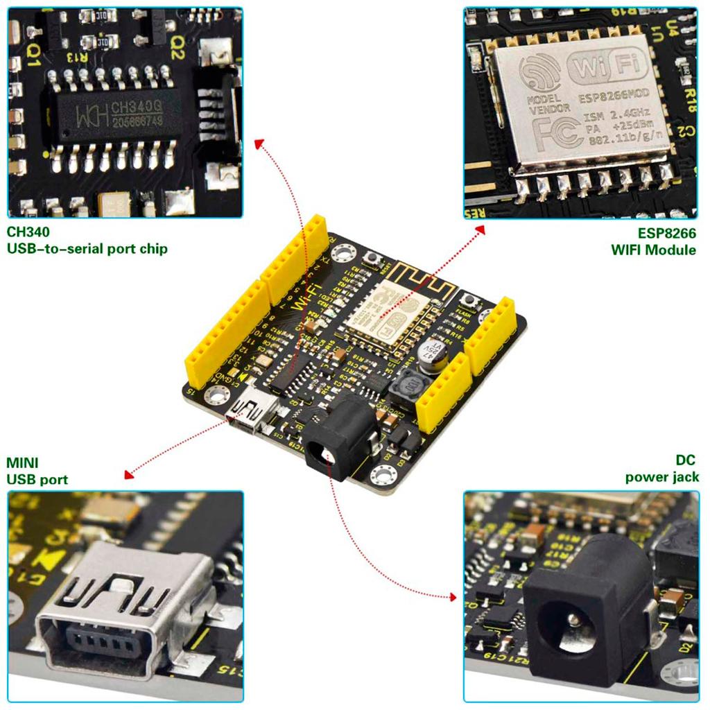 Keyestudio ESP8266-12F WIFI Development Board + USB Cable For Arduino