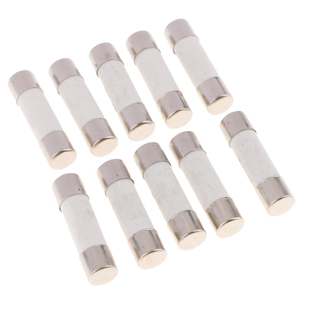 20 Pieces R015 Series 500V Cylindrical Ceramic Fuse Tube Fast Blow 38x10mm 0.5A