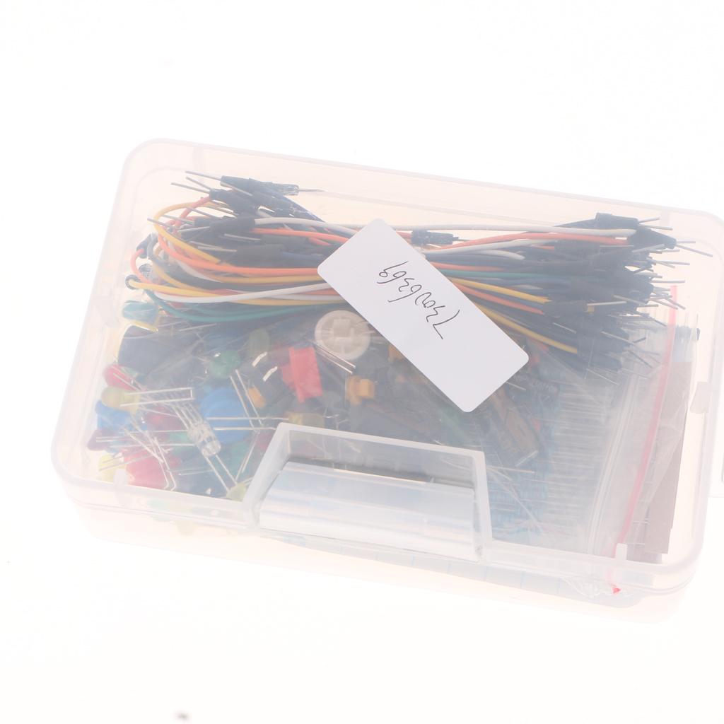 Kit Resistor LED Capacitor Jumper Cables Practical Breadboard Starter Kit