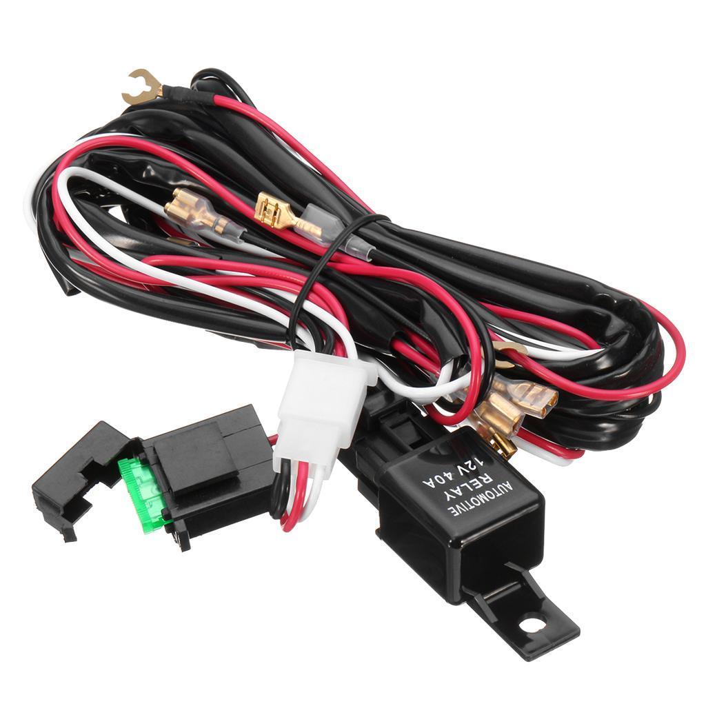  12V LED Fog Light Rocker On/Off Switch Wiring Harness 40A Relay Fuse  Red