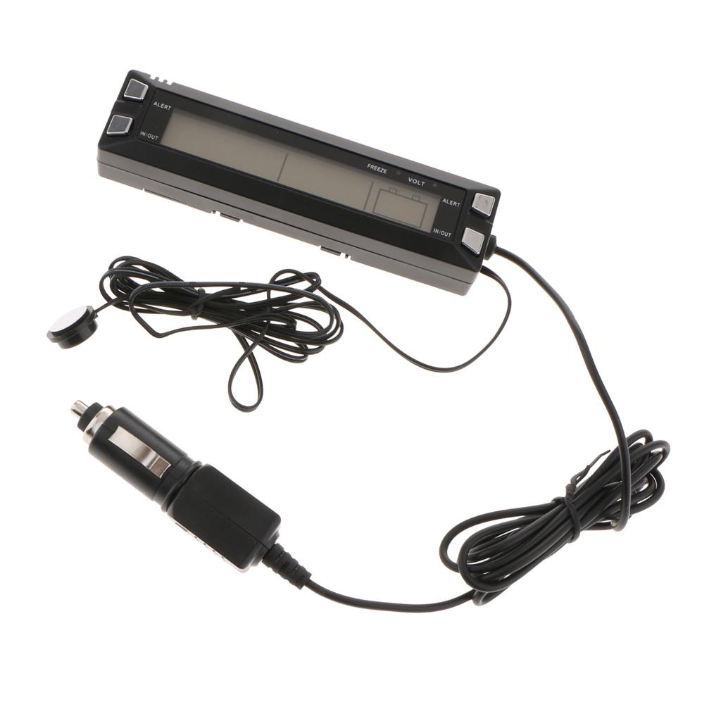 Car Digital Thermometer Voltmeter Clock Cigarette Lighter Plug Probe  E30