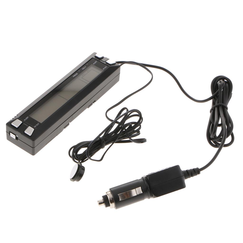 Car Digital Thermometer Voltmeter Clock Cigarette Lighter Plug Probe  E30