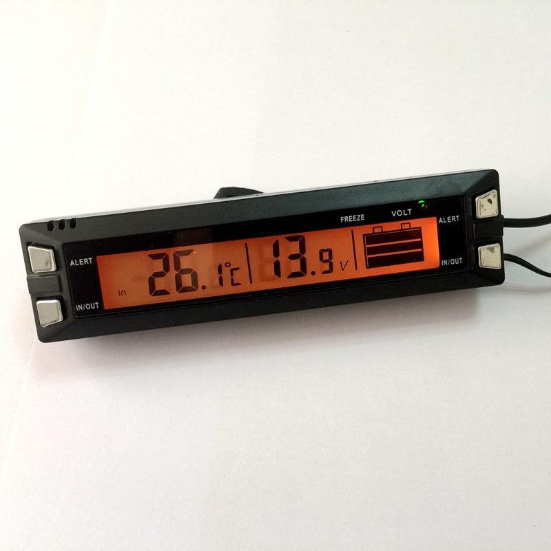 Car Digital Thermometer Voltmeter Clock Cigarette Lighter Plug Probe  E30