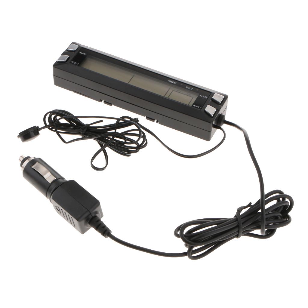 Car Digital Thermometer Voltmeter Clock Cigarette Lighter Plug Probe  E30