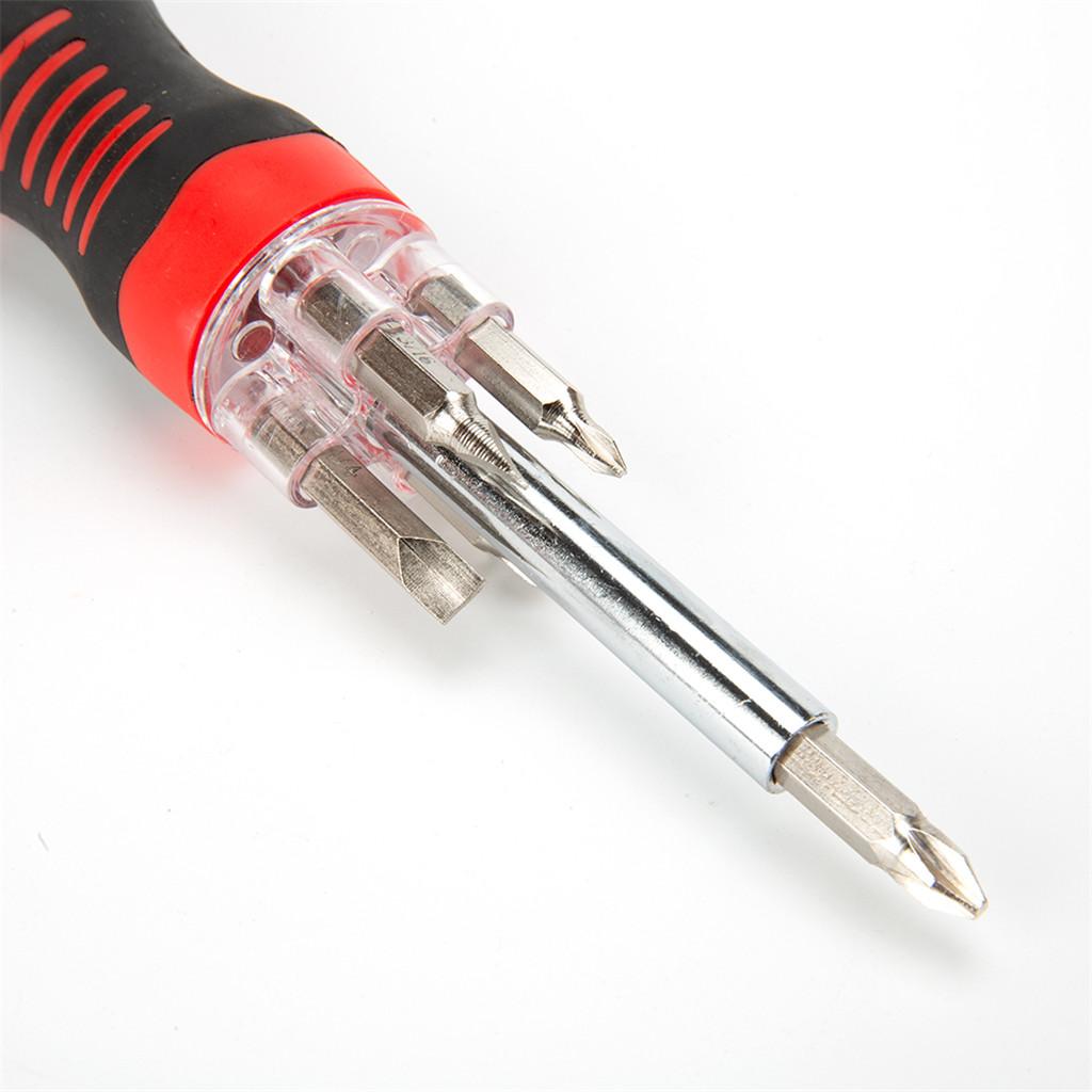 5 in 1 Slotted Philips Screwdriver Bit Set with Led Light  Red