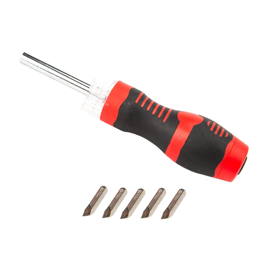 5 in 1 Slotted Philips Screwdriver Bit Set with Led Light  Red