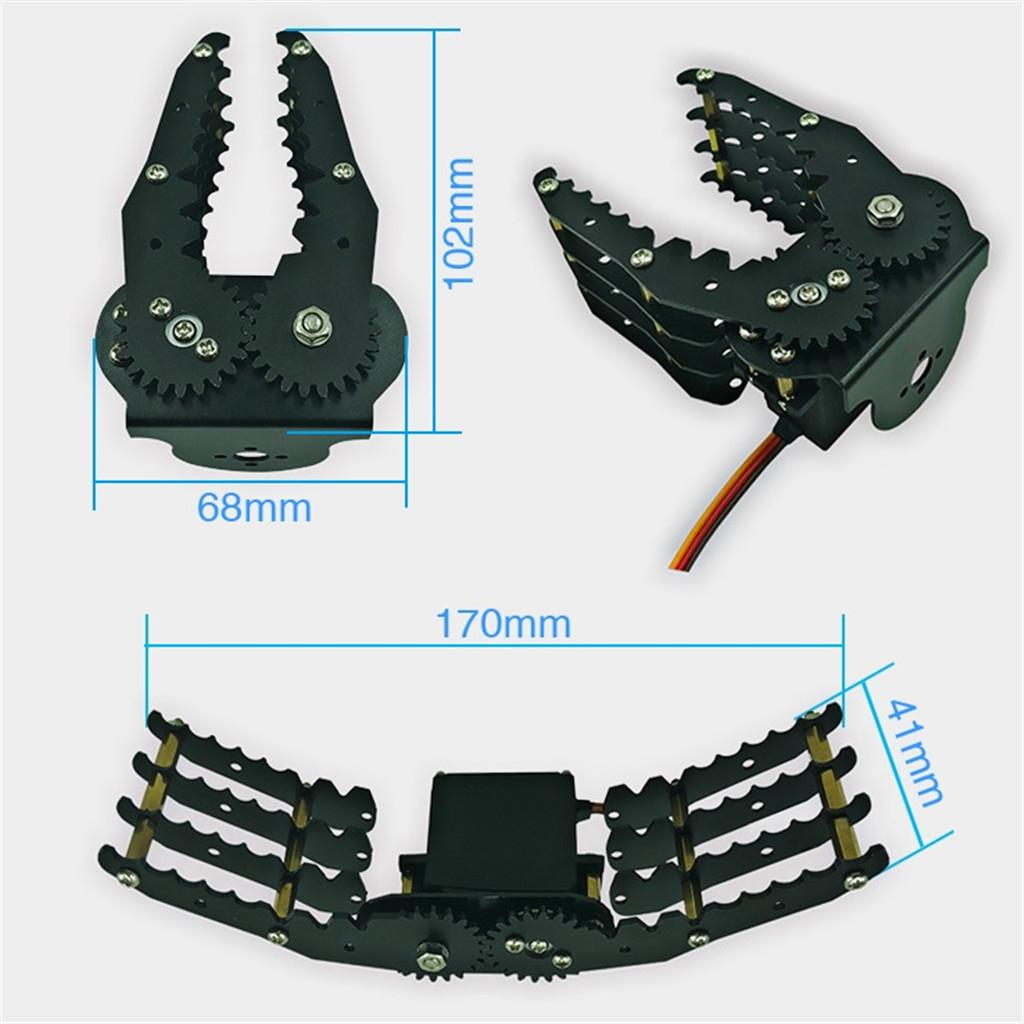 G6 DIY Metal Robotic Robot Mechanical Standard Claw Gripper Arduino black