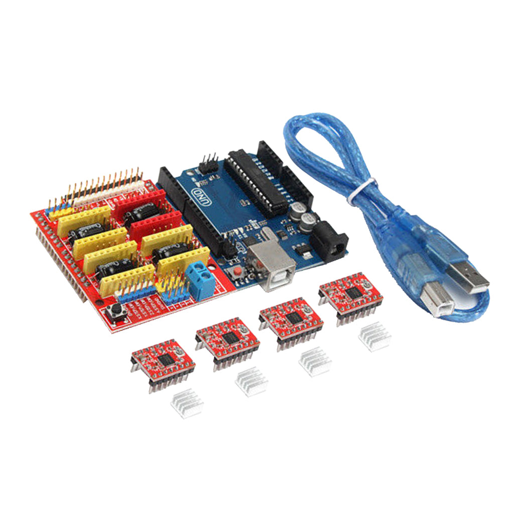 3D Printer Kit with USB Cable + CNC Shield Board + 4pcs A4988 Stepper Motor Driver with Heatsink + R3 Board Smart Display Controller