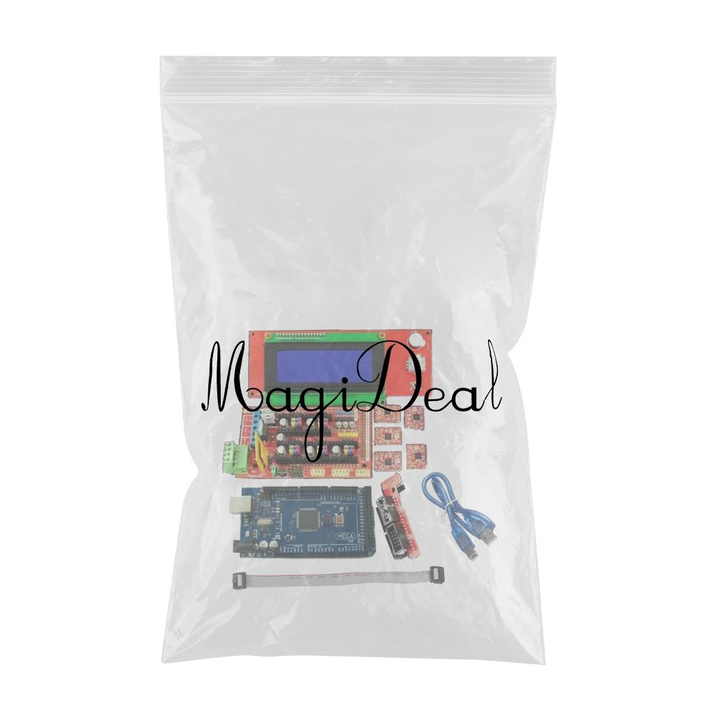 3D Printer Kit with RAMPS 1.4 Controller + Mega 2560 board + 5pcs A4988 Stepper Motor Driver with Heatsink + LCD 2004 Graphic Smart Display Controller