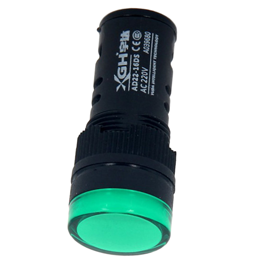 Indicator Lights AC 220V, Green LED, Flush Panel Mount 16mm