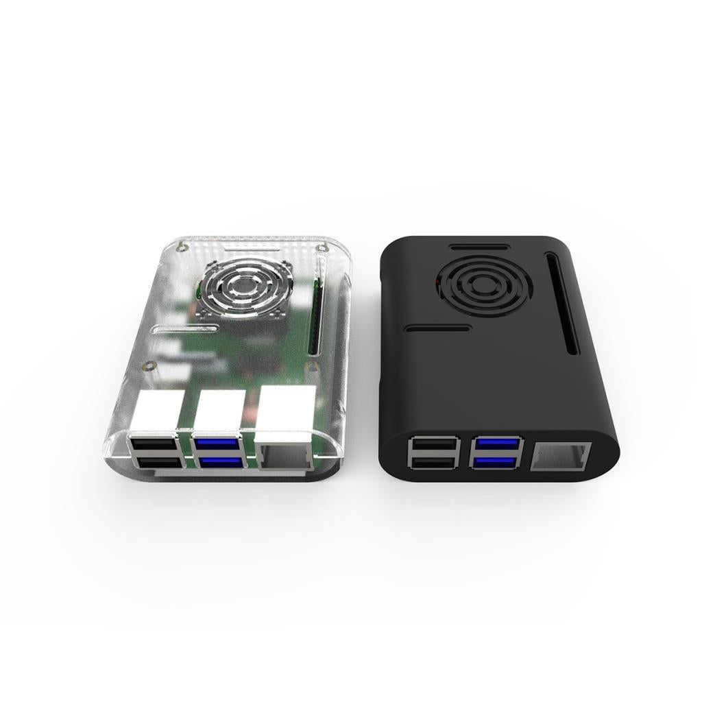 Case with Cooling Fan Heatsinks Installable for Raspberry Pi 4B Transparent