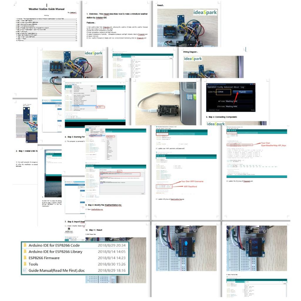 Humidity and Ambient Pressure Sensors ESP8266 Weather Station Kit