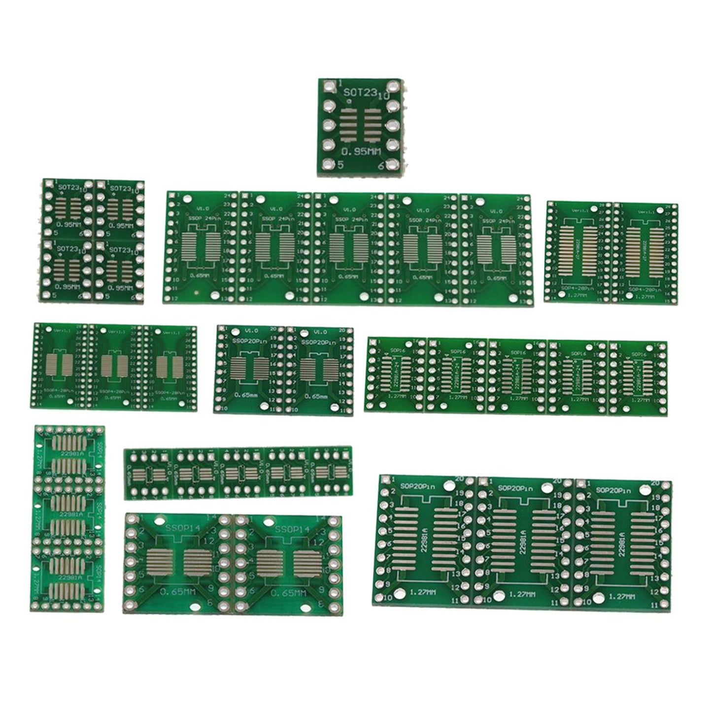 Set of 35 SOP MSOP SSOP SOT23 DIP Adapter PCB Socket Convertor Board DIY