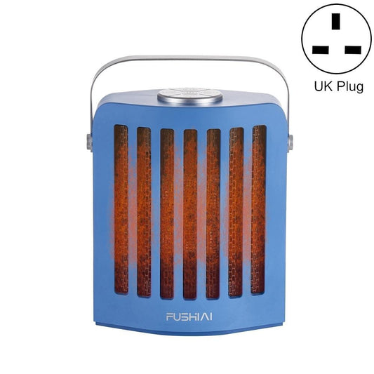 FUSHIAI Office Table Mini Small PTC Heater Desktop Quick Heat Silent Heater, Size:UK Plug (Blue)